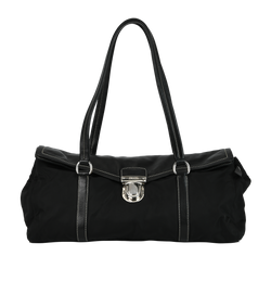 Shoulder Bag, Nylon/Leather, Black, MII, DB, 2*